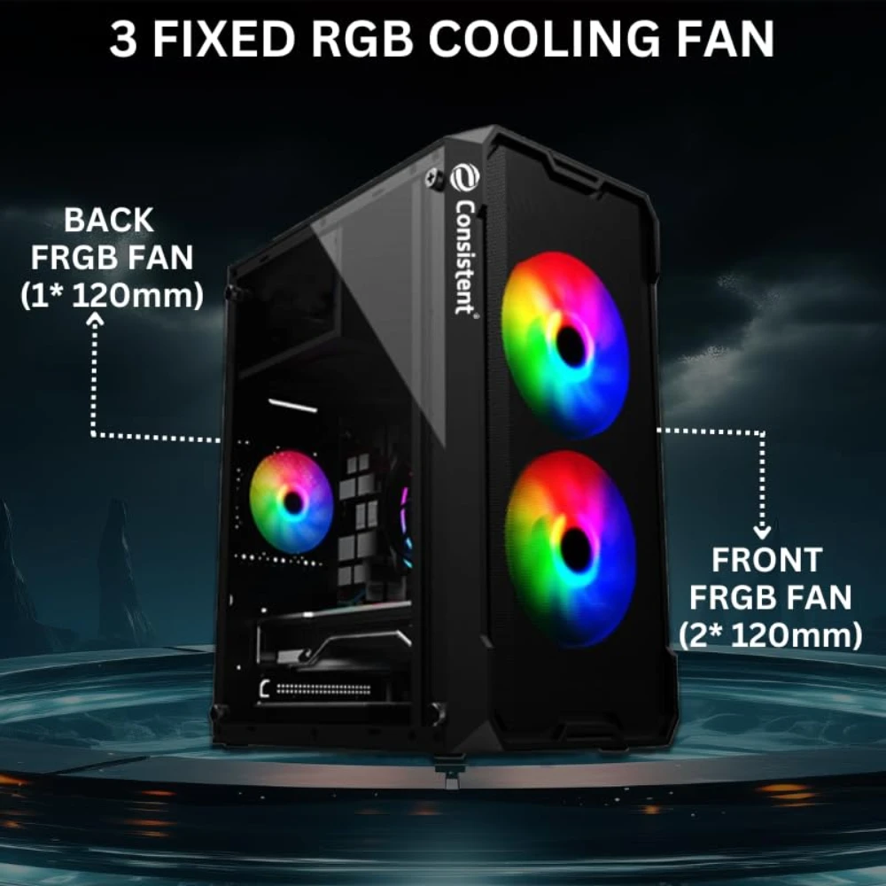 Consistent Mid Tower Gaming Cabinet (Micro-ATX / Mini-ITX) Venus CIG2008 Black view 2